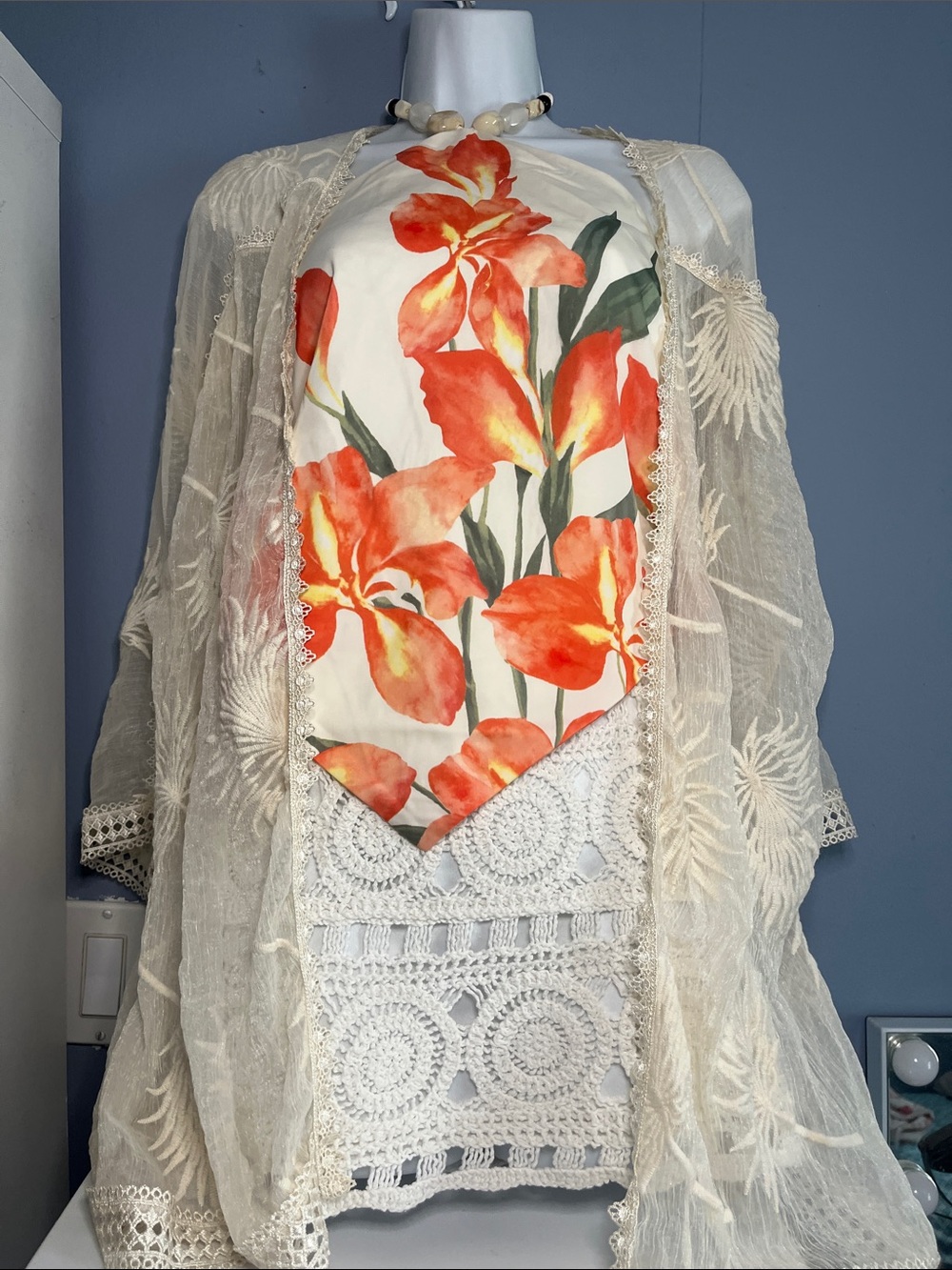 Cream Lace cover up